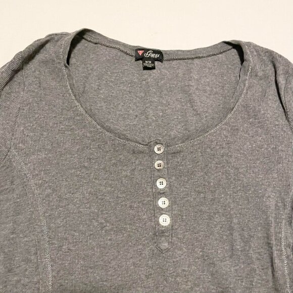 Guess Grey Long Sleeve Top Womens Size Medium Shirt - Picture 2 of 16